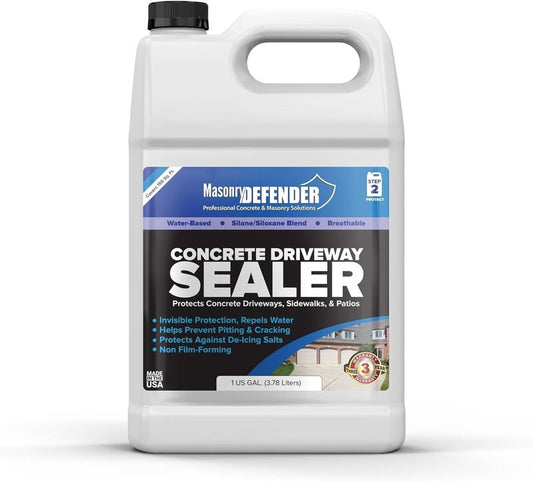 MasonryDefender Concrete Sealer - Deep Penetrating Water Repellent, Silane Siloxane - 1 Gallon