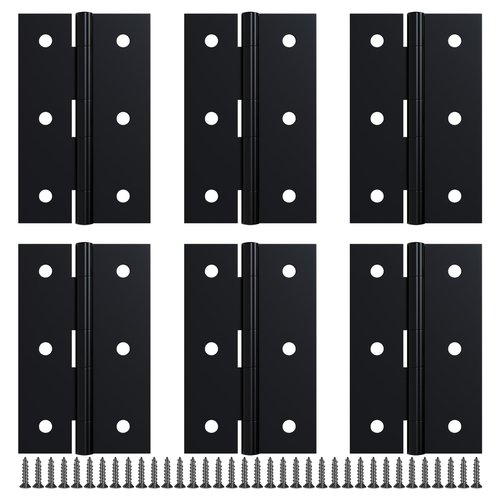 LEIFENY 6 Pack 2.5 inch Black Door Hinges, Small Hinge Hardware for Doors, Cabinets, DIY Projects (Screws Included)