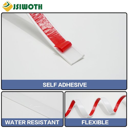 JSIWOTH Peel and Stick Trim, 0.8 in x 10 Ft Waterproof Molding Trim for Walls, Mirror Frame,Baseboard, Flexible & Self-Adhesive Trim White(Paintable)