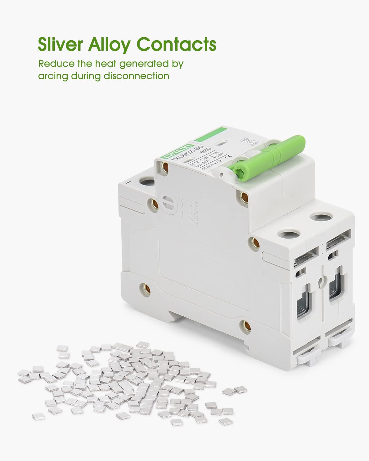 12V-110V DC Miniature Circuit Breaker, 60 Amp 2 Pole Battery Breaker Protector for Solar PV System and RV, Thermal Magnetic Trip, DIN Rail Mount, Chtaixi DC Disconnect Switch B60