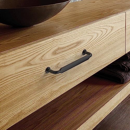 Asidrama 10 Pack 5 Inch Matte Black Kitchen Cabinet Handles - Hole Center 128mm