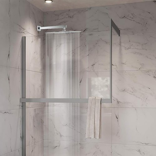 Katezon 10" High Pressure Rainfall Shower Head with 16" Shower Arm, Stainless Steel Square Showerhead Self-Cleaning Silicone Nozzles, Ultra-Thin Design, Universal Wall and Ceiling Mount (Chrome)