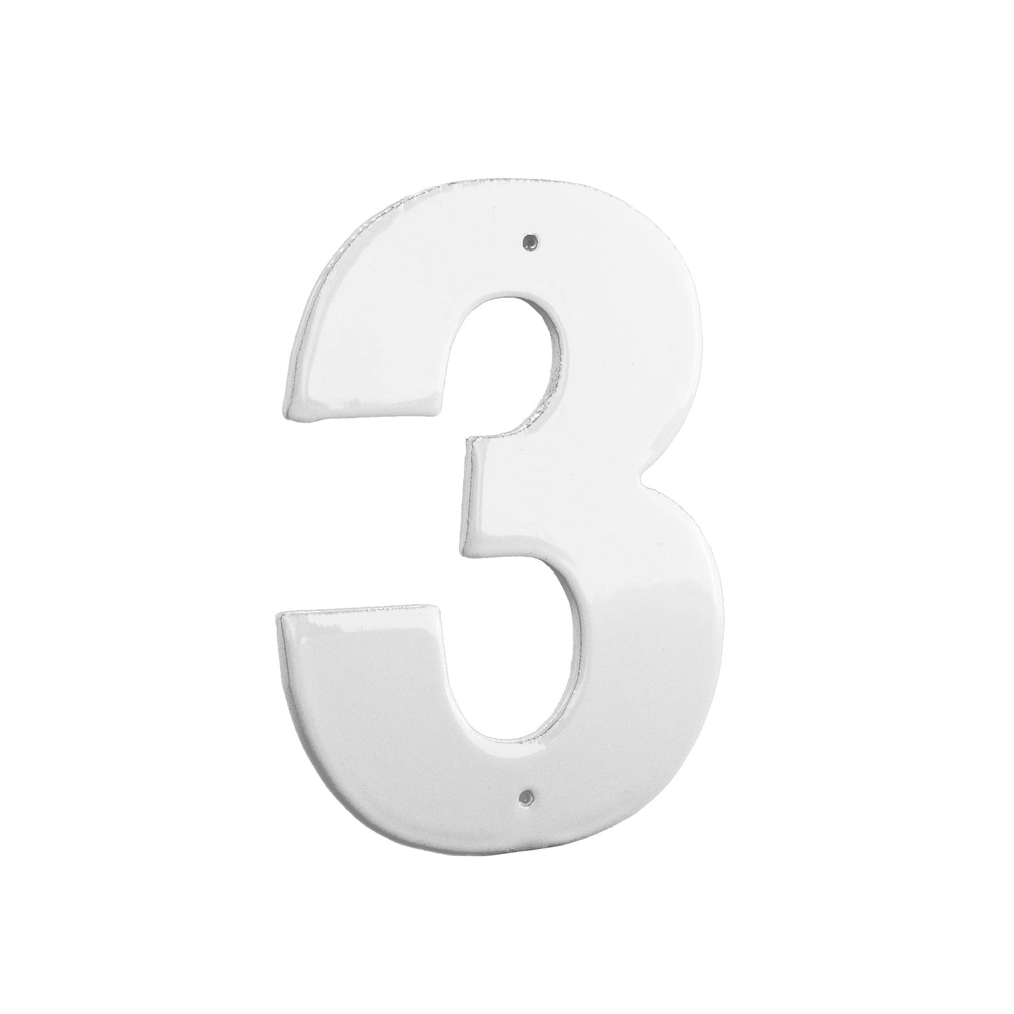 Montague Metal Products 4" Aluminum House Number 3 Outdoor Plaque, Medium, White