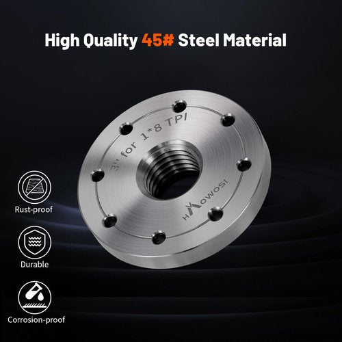 HAowosi 3" Steel Wood Lathe Faceplate,Faceplate for Wood Lathe,Lathe Face Plate Fit for 1" x 8TPI Spindle without Screwchuck