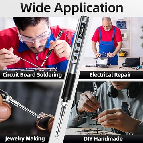 Digital Soldering Iron Kit, Portable Soldering Iron Pen with T12-K Solder Tip, Fast Heating, 356¢µ-842¢µ Temperature Control, Soldering Gun Kit for Electronics & DIY Making, Adapter Not Included