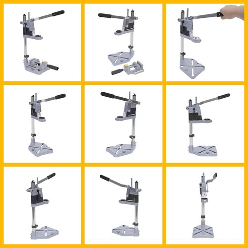Floor Drill Press Stand w/Fixture, 60mm/2.3in Stroke Desktop Aluminum Alloy Drill Presses Stand, Put/Fixed on Workbench Mini Holder for 1.4-1.6" Collar Diameter Electric Drilling Machines