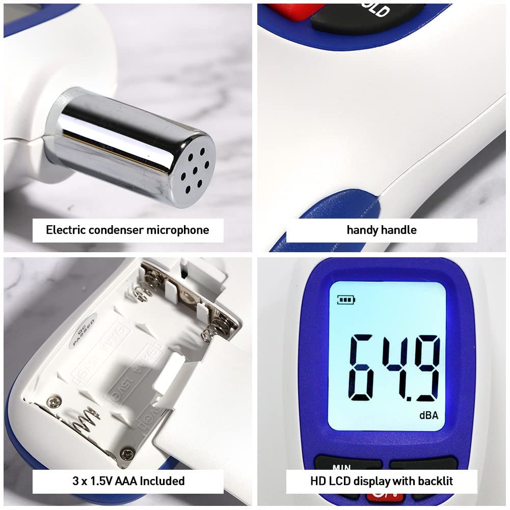 Decibel Meter, Portable SPL Meter (Sound Pressure Level Meter), Digital Noise Meter, Range 30-130dB(A) db Meter, Noise Volume Measuring Instrument, Sound Monitoring Tester (Battery Included) Yellow