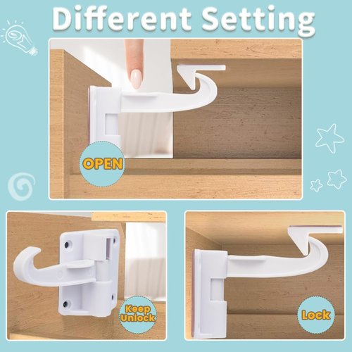 Invisible Baby Proofing Cabinet Latch Locks (12 Pack) - No Drilling or Tools Required for Installation