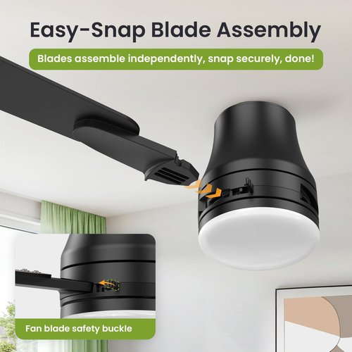 OSTIVE Ceiling Fans with Lights and Remote: 42 Inch Modern Black Ceiling Fan, Low Profile Flush Mount, Quiet Reversible DC Motor & 3CCT Dimmable LED for Bedroom Living Room Kitchen Indoor Outdoor