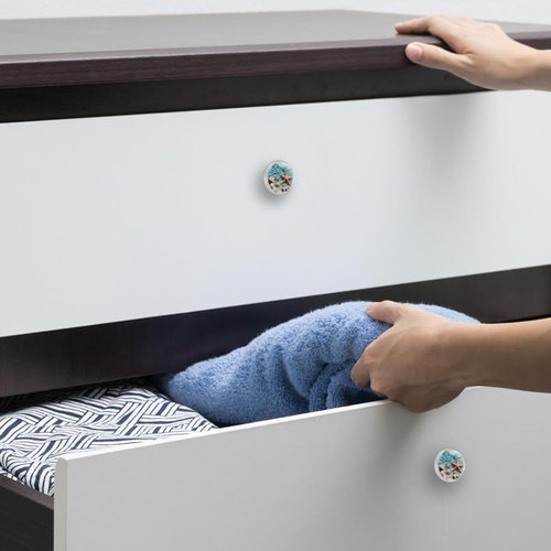 4 Pack White Cabinet Knobs, Beach Shell Starfish Drawer Handles for Cabinets, Dresser, Cupboard, Bathroom, Bedroom, Kitchen Hardware Closet Door Knob