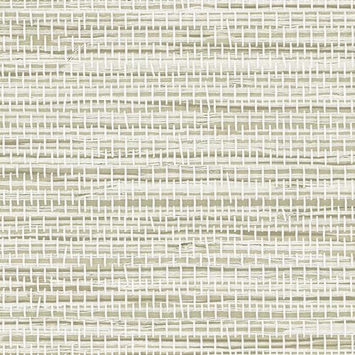 JiffDiff Grasscloth Peel and Stick Wallpaper Cream 17.3"x118" Coastal Farmhouse Decor