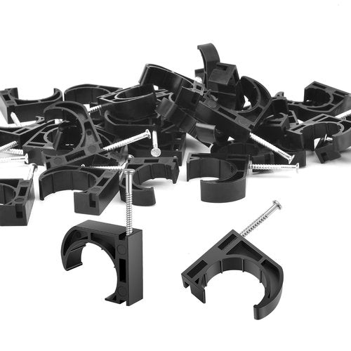 50 PCS 1/2" Half Clamps J-Hook with Nails for PEX, Copper, CPVC Tubing/Pipe Support, Heavy Duty Pipe Support Clamps, Durable Black J-Hooks for Secure Installation by Tavonuxt