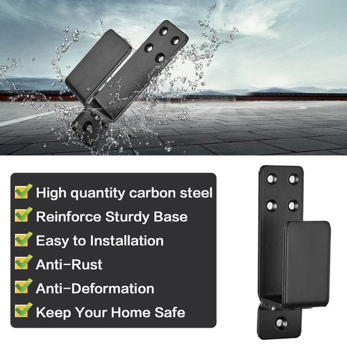 Door Barricade Brackets,AINAFIX 2 Pack Drop Open Bar Holder for Home Security, 2x4 Bar Brackets Prevent Unauthorized Entry, Carbon Steel,Black