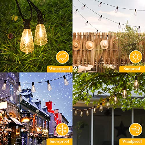 Brightever 100FT Outdoor String Lights with 52 Bulbs, Waterproof Black Wire, Warm White