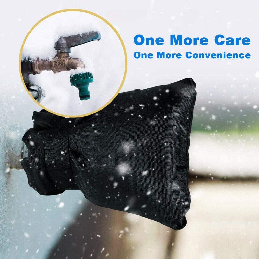 2Pack Outdoor Faucet Covers for Winter - Pro 6.7" W x 8.3" H Outdoor Water Faucet Cover Socks for Winter Freeze Protection Pipe Insulation Reusable Waterproof Insulated Spigot backflow Cover,Black