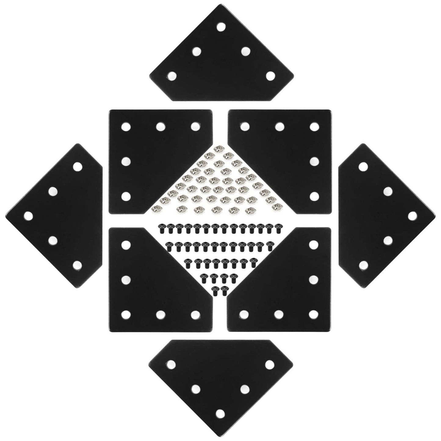 SeekLiny 2020 Aluminum Extrusion Connector Bracket Set Included 8PCS Joint Plates,1Pcs M3 Wrench,40Pcs M5 T-Slot Nuts and 40Pcs M5x8mm Screws for 2020 Series Aluminum Profile 3D Printer Frame