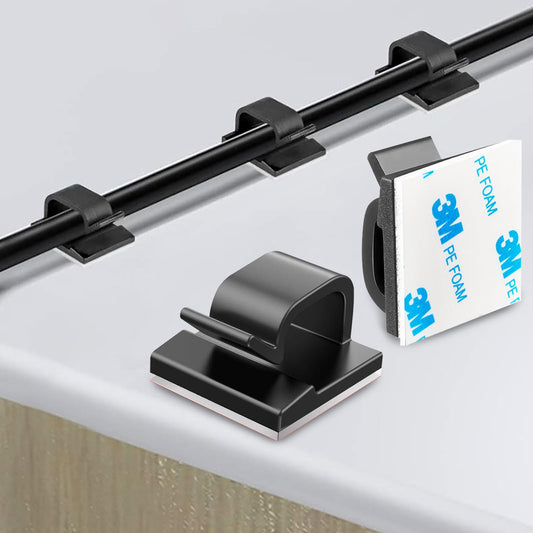 100PCS Adhesive Cable Clips Wire Holder Organizer Cord Management Outdoor Cord Clips for Wall(Black)