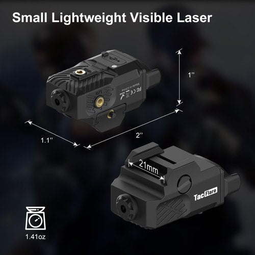 TacFlare Pistol Laser Sight - Low Porfile Laser Picatinny Rail Red Gun Beam for Glock, Airsoft Laser for Handgun Shotgun, USB C Rechargeable, 2 Modes, Built-in Battery