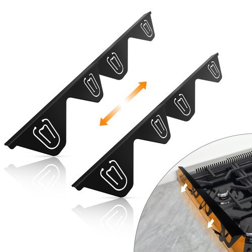 Stainless Steel Stove Gap Covers (2 Pack), Upgraded Version, Stove Gap Filler, Oven Gap Filler for Kitchen Counter, Range Trim Kit, Heat Resistant, Adjustable Length 13.8” to 27.5”, Width1.3”