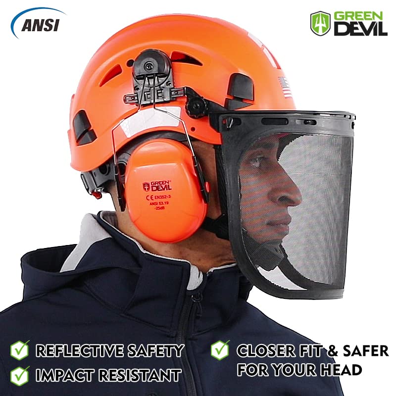 Forestry Safety Helmet Chainsaw Helmet with Mesh Face Shield and Ear Muffs 3 in 1 Forestry Hard Hat