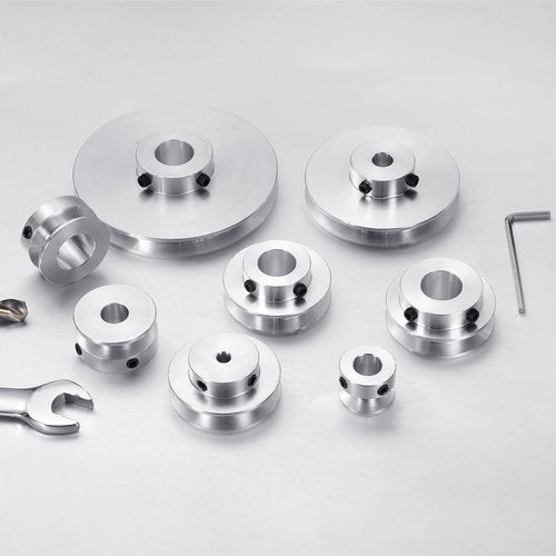 uxcell 1Pcs Single Groove Pulley, 12mm Fixed Bore 50mm Outer Diameter Aluminum Alloy Mechanical Belt Pulley with Hex Wrench for 6mm PU Round Belt
