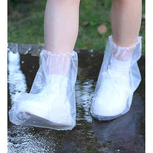 Waterproof Shoe Covers, 10 Pairs Clear Plastic Protective Boot Covers for Rain Snow Day Outdoor Activities Fit Most Adult Women Men Shoes Home Office Clean Hygienic Durable PE Material