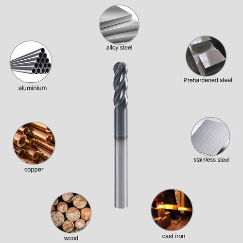 XYunEnZ ISB 4Flutes Carbide Ball Nose end Mill - Micro Grain Carbide End Mill for Alloy Steels/Hardened Steels(5,1/8)