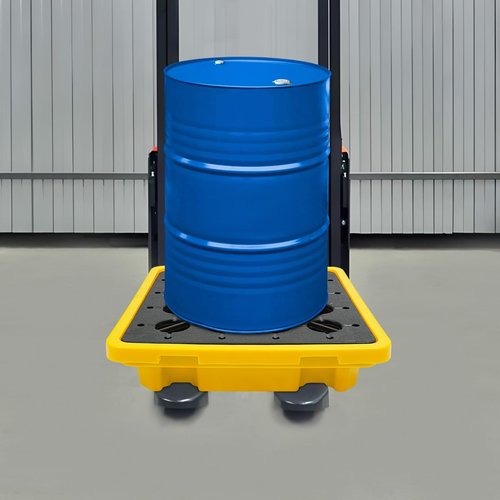 Spill Containment Platform, 1 Drum Spill Containment Pallet with Drain, 2,200 lbs Load Capacity Modular Platform Containment Tray (26.4 x 26.4 x 6 Inches)