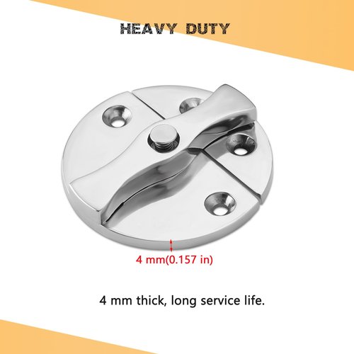DIALESHU Heavy Duty Marine Boat Door Catch Latch 316 Stainless Steel, 1.69" (43 mm) Hatch Round Turn Button Twist Catch Latch with Screws(2-Pack)