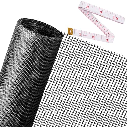 Ouskr 48x118 Inch Black Fiberglass Window Screen Mesh - Durable DIY Replacement Kit