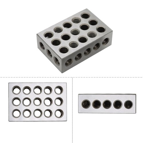 Yunnergo Precision Ground 1-2-3 Block Set (2 Blocks) - 1"x2"x3" Tool Steel 23 Holes, Matched Pair - Size/Flatness: ±.0003", Parallelism: .0002"