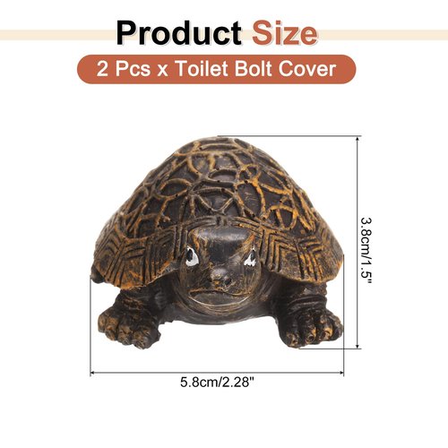 uxcell 2 Pcs Ceramic Toilet Bolt Covers, Turtle Toilet Bolt Cap Decorative for Bottom of Toilet, Fun Cute Turtle Resin Toilet Screw Cover Caps for Decor Bathroom, Light Brown