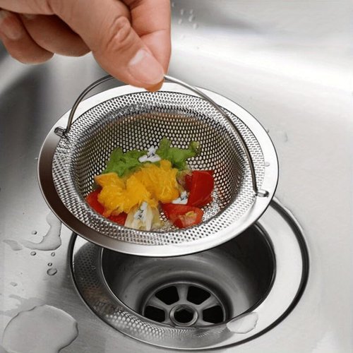 3 Pack Kitchen Sink Drain Strainer with Handle, Stainless Steel Large Kitchen Sink Drain Basket Food Catcher, 4.3 inch Diameter, Rust Free