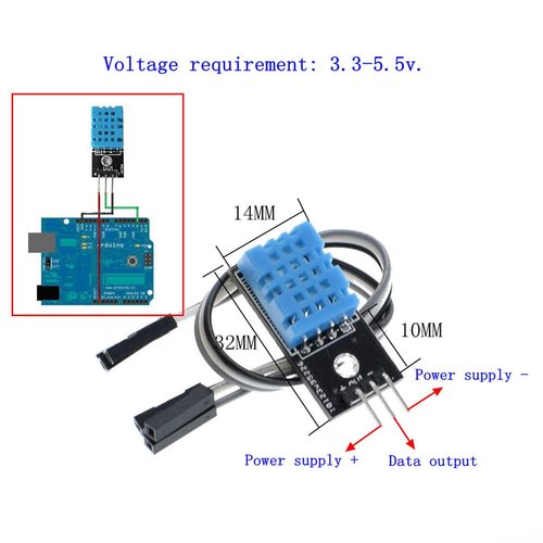 2pcs DHT11 Temperature Humidity Sensor Module Digital Temperature Humidity Sensor 3.3V-5V with Wires for Arduino Raspberry Pi 2 3 (2pcs DHT11)