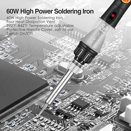 Electronics Soldering Iron Kit, 80W LCD Digital Soldering Gun with Thermostatic Adjustable Temperature Welding Iron, Fast Heating Design Solder Gun with ON-Off Switch, 5pcs Tips