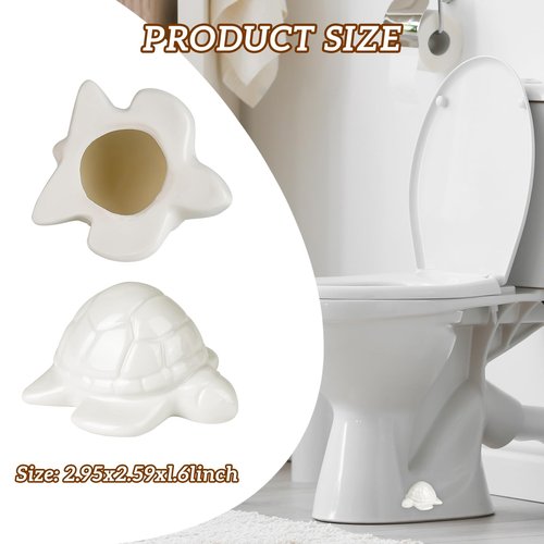 Sea Turtle Ceramic Toilet bolt Caps - Decorative Toilet Caps for Bottom of Toilet, Maximalist Decor Toilet Screw Cover Caps, Stylish Toilet Bolt Bowl Covers (White) ETARTJMHNB