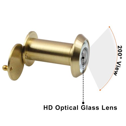 Earl Diamond - Peep Holes for Door, Solid Brass 200-Degree Door Viewer Peephole with Heavy Duty Rotating Privacy Cover for 1-3/8" to 2-1/6" Doors for Home Office Hotel, Satin Gold