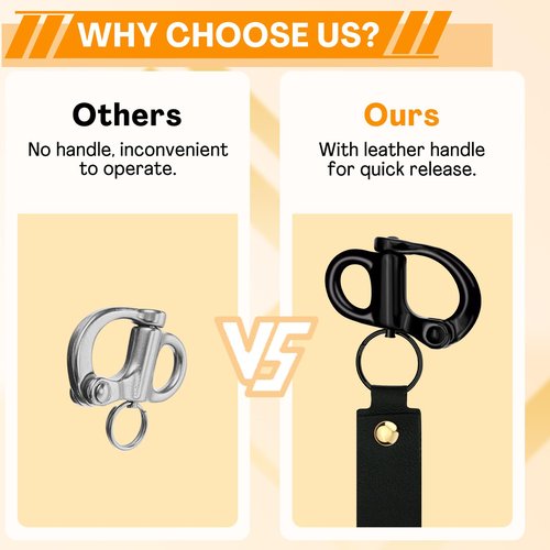 Scba Mask Quick Release Clip with Leather Handle, Firefighter Accessories Tools for Quick Release, Marine Grade 316 Stainless Steel Quick Release Clip Snap Shackle for Sailboat, Rigging (2PCS)