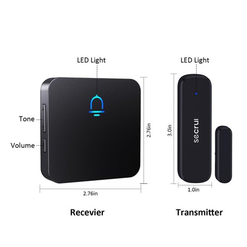 SECRUI Wireless Door Chimes When Entry for Business/Home/Office/Store (500ft Range 32 Chimes Adjustable Volume) Door Open Ringer Alert Buzzer Alarm - 1 sensors