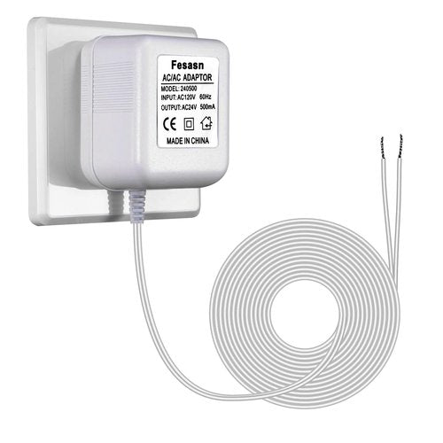 Fesasn 24V AC Power Supply, C Wire Adapter for Smart Thermostat, Fits for Nest Hello August Ring Door Bell and Ecobee Nest Honeywell Smart WiFi Thermostat (with 26.2 Foot White Door Bell Wire)