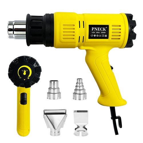 PNECK Heat Gun 2000W, 140°F-1202°F Variable Temperature with 2 Speeds, Fast Heating Heavy Duty Hot Air Gun Kit with 4 Nozzles for Crafts, Shrinking PVC, Stripping Paint