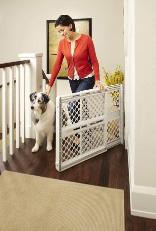 MYPET North States Universal Pet Gate: 26” - 42” Wide Dog Gate. Use as Pressure Mounted Gate or Swinging Door with Included Hardware. Dog Gates for Doorways, 26" Tall, Gray