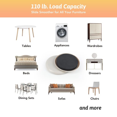 CO-Z Furniture Sliders - 8 Pack, 3 1/2" Reusable Furniture Sliders for Carpet, Heavy-Duty Furniture Gliders Movers for Hardwood Floors, Plastic Moving Pads for Heavy Furniture, Floor Protectors