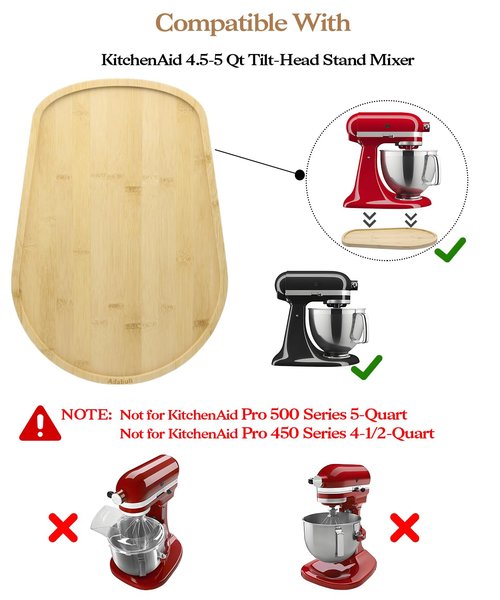 Adabuli Bamboo Mixer Slider Mat Compatible with KitchenAid 4.5-5 Qt Tilt Head Stand Mixer, Appliance Sliding Mat for Kitchenaid Artisan, Kitchen Countertop Storage Accessories and Attachments