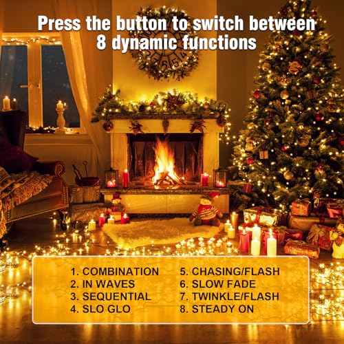 Nisocy 200 LED Christmas Connectable String Lights Outdoor Waterproof ? Warm White Fairy Lights with Plug, Tree Lights for Patio, Garden, Bedroom, Wedding, Party, Decor (66FT)