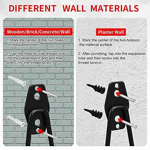 3-H Garage Wall Hooks 20 Pack, Garage Hooks Heavy Duty with Extra Welding Spots, Garage Organizer for Garden, Lawn, Chairs, Ladders, WeedEater, Shovel (Red)