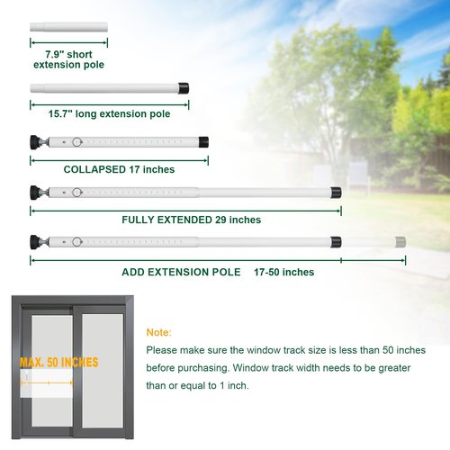 Sliding Door Security Bar, 2 Pack Child Safety Window Locks for Up and Down Windows/Horizontal Sliding Windows, 17-50 inch Adjustable Window Security Bars from Inside for Apartment, Patio