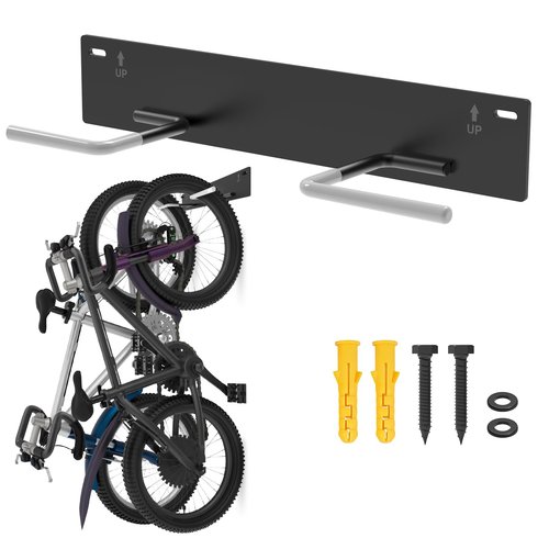 Fat Tire Bike Rack Wall Mount Garage Storage,Fat Tire Bike Storage Rack for Garage,Heavy Duty Fat Tire Bike Wall Mount Hanger Hooks Max 100lbs,Vertical Fat Tire Mountain Bike Rack(Hold 2 Bikes)
