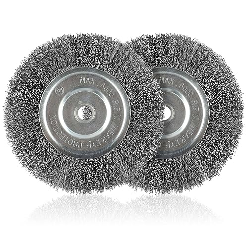 6-Inch Wire Wheel for Bench Grinder, 0.012 Carbon Steel, Bench Grinder Wire Wheel with 1/2" & 5/8" Arbor Hole