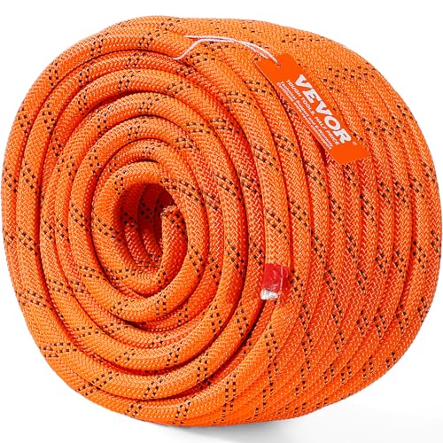 VEVOR Polyester Double Braided Rope 1/2 Inch x 120 Ft Outdoor Climbing and Rigging Rope